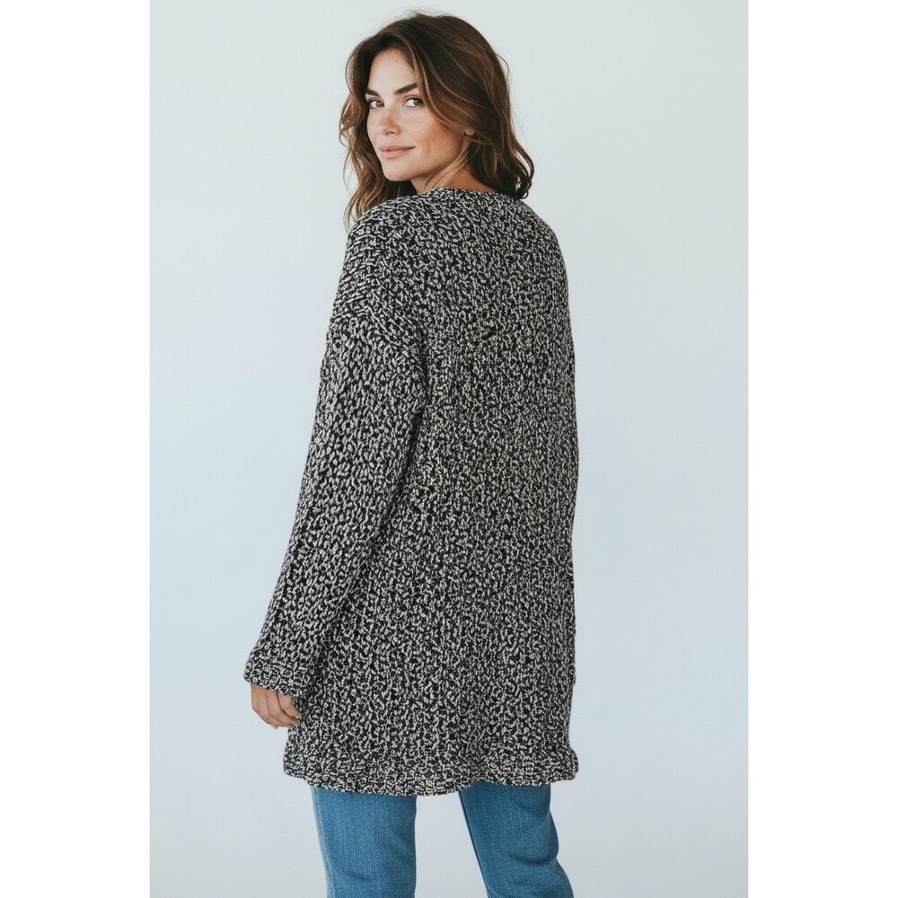 Chicos Marbled Grey Black Loose Knit Sweater sz 3 / 16 XL (13)